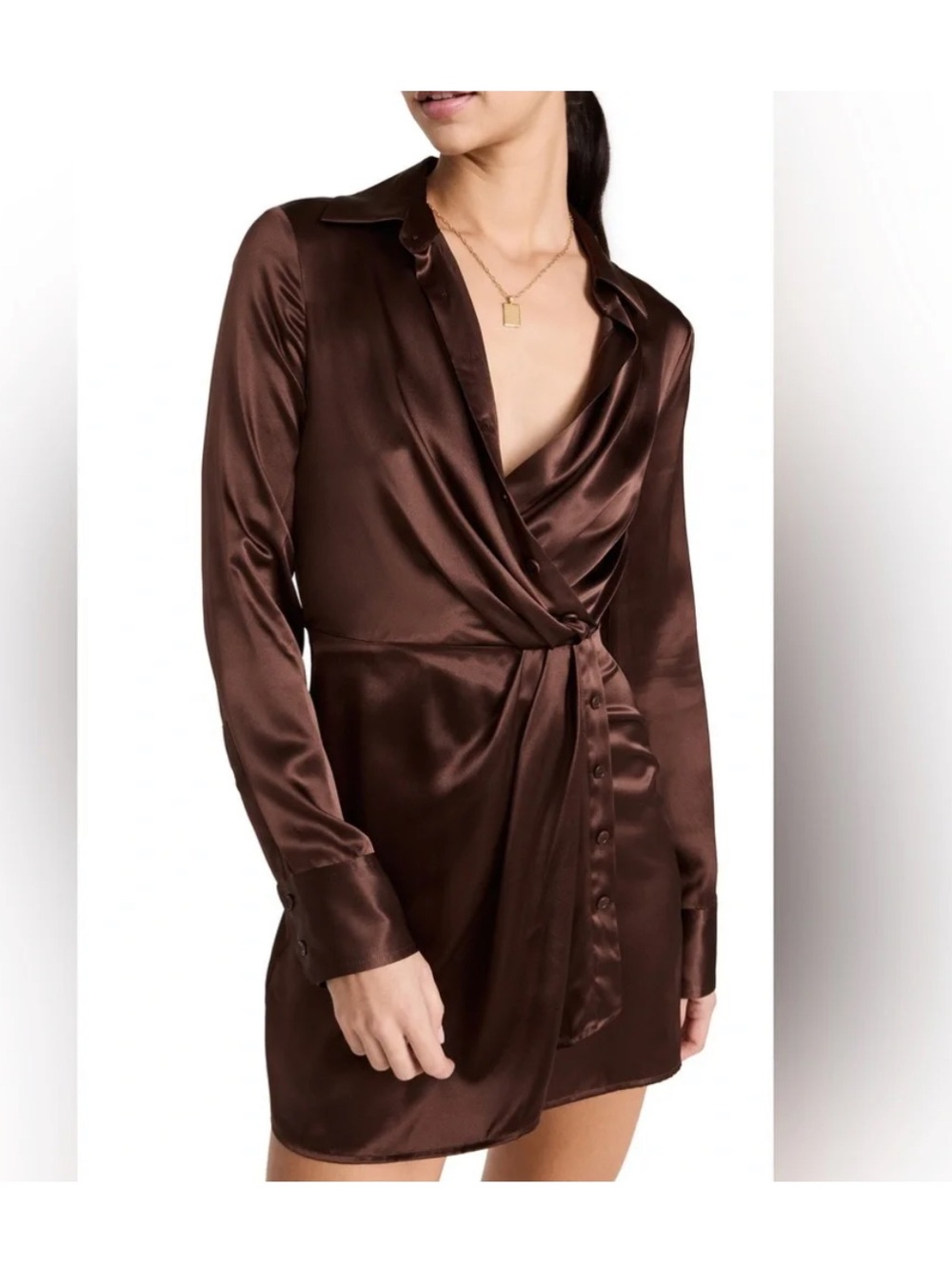Reformation Alaine Silk Shirtdress Cafe Brown Size 4